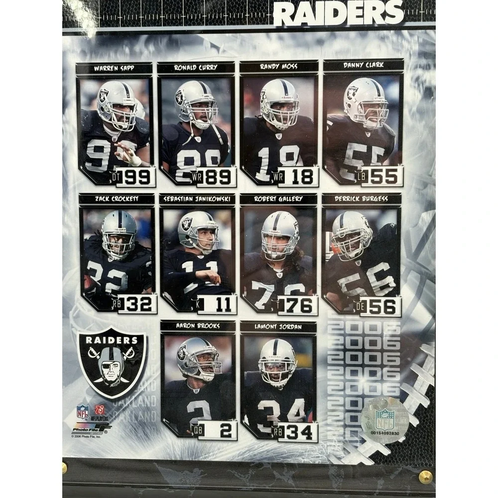 Oakland Raiders NFL Wall Plaque Featuring 2006 Roster Players –‎ Football Decor